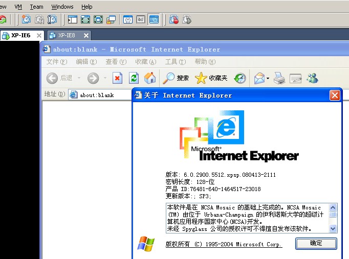 vmware安装的xp系统IE6浏览器navigator.userAgent尽然是MSIE8