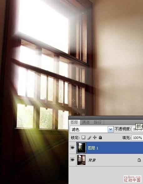 Ps为窗户照片加上柔和的透射光线
