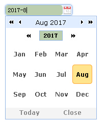easyui datebox只显示年月选择，隐藏日期