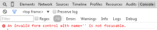 chrome An invalid form control with  data-cke-saved-name='' name='' is not focusable. 